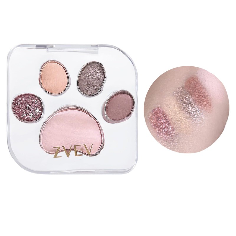 ZVEV Eye Shadow Paw Palette, Natural, Cat, 5 Colors, Eye