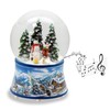 Snow Globe Snowman Standing Child on Sleigh Base Winter Landscape