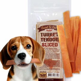 Gootoe Turkey Tendon Dog Treats – 100% USA-Sourced, Natural Snack, Premium Training Chews, Hypoallergenic, Reseal Value Bags, Size for Medium Dogs, 7 Inch Slice 3oz/Pack