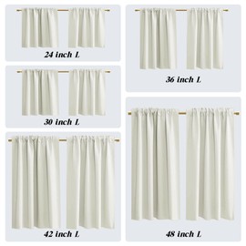 PANELSBURG 48 Inch Length Room Darkening Curtain Panels for Bedroom,Short Window Blackout Curtains for Bathroom Kitchen,Cream Ivory Off White