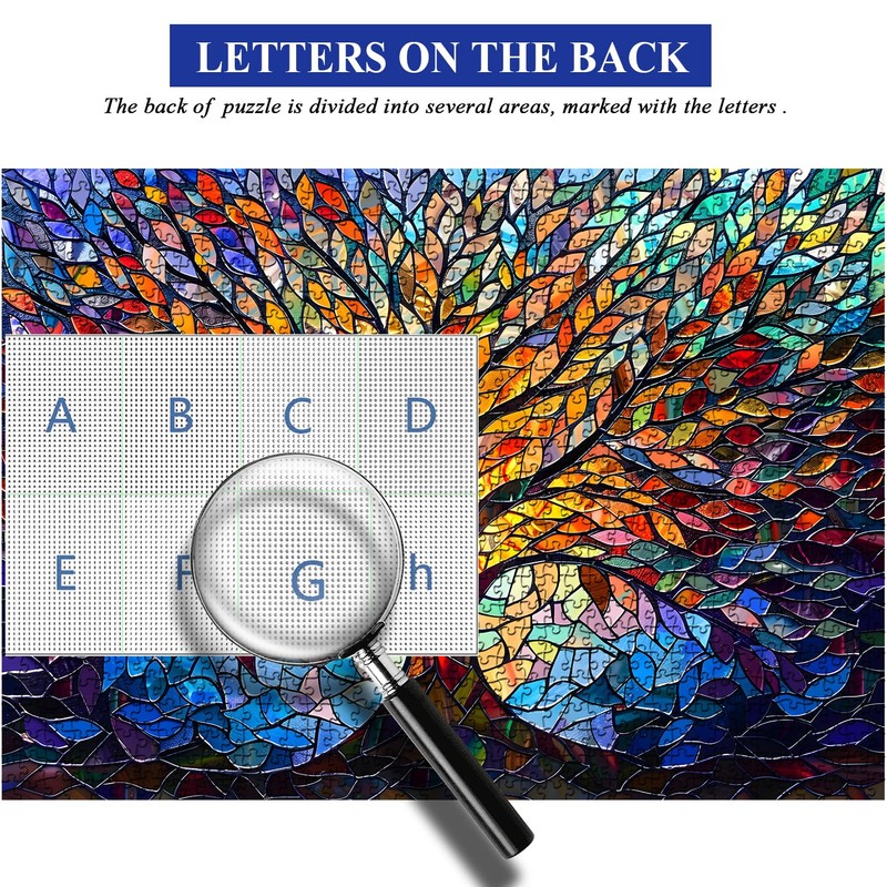 PICKFORU Stained Glass Puzzle Tree of Life Puzzles for Adults