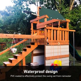 Swing Set Shade, 600D Waterproof Oxford Cloth PVC Coating Sun Shade Sail, Portable and Lightweight Outside Canopy Cover with Green Integration, for Playground Canopy