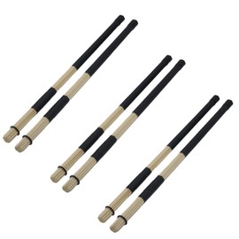 Soundspire 3-Pair Bamboo Hot Rods Drumsticks, 16" Jazz Drumsticks with 19-Rod System, Shock-Reducing 5A Grip for Acoustic Performances & Studio Sessions (Natural Bamboo)