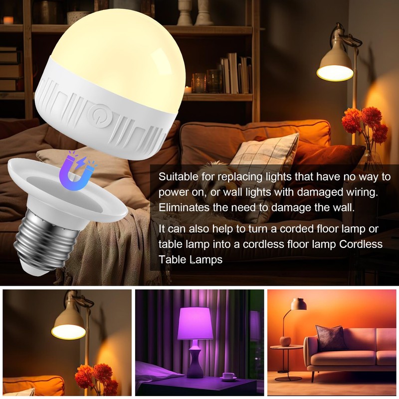 LGMCF Rechargeable Light Bulb with Remote - E26 2Pack 6W