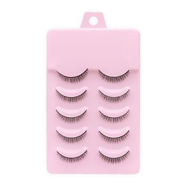 5 Pairs of Eyelashes, Eye Lashes, 8 mm, Artificial Eyelashes, Fake Lashes, Natural Eyelashes, Thin Band, False Eyelashes, 3D Volume Eyelash Extensions, Curl Eyelashes