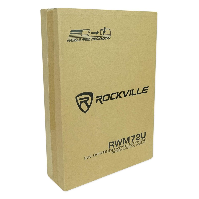 Rockville RWM72U Dual UHF Wireless Handheld Microphone System, Digital Display,