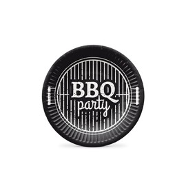 PAW - Paper Plates (18 cm) I Pack of 8 I Disposable Plates Ideal for Weddings, Communions, Parties, Birthdays I Water Based Paper Plate Print I Party Supplies 100% Biodegradable I BBQ Party Black