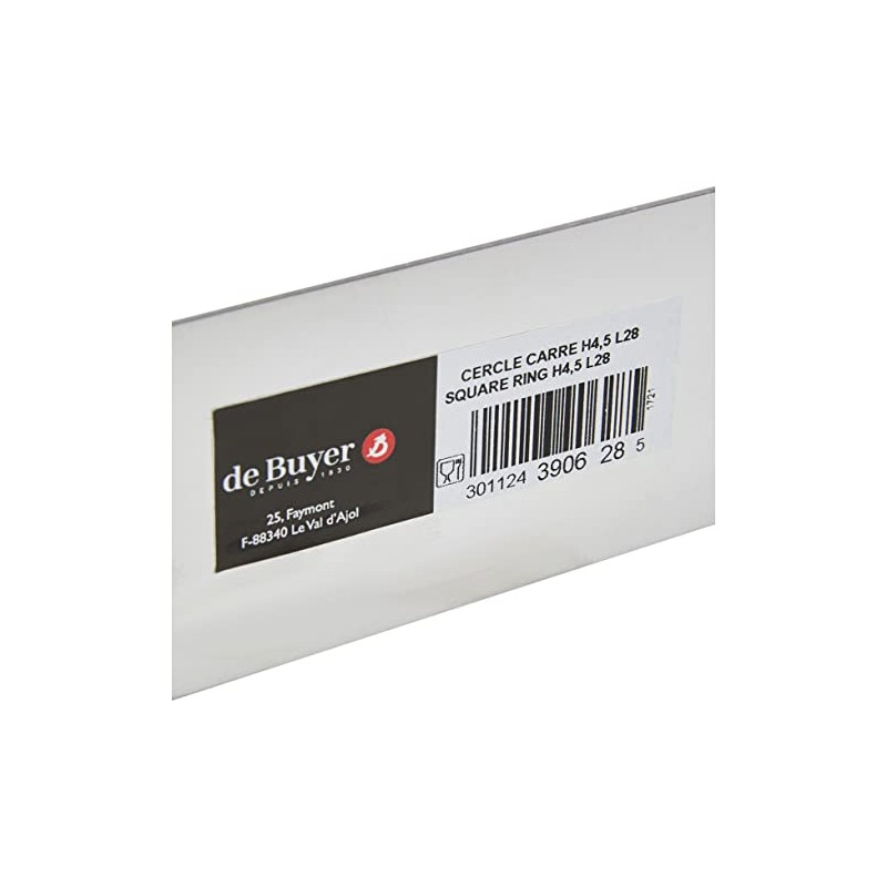 De Buyer 3906.28 Stainless Steel Square Rings, 4.5 cm High