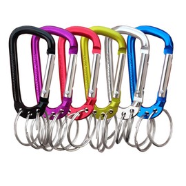 VictorsHome Carabiner Clip Keychain, D Shape Aluminum Alloy Multifunction Hook with 3 Key Rings Multi-color 6pcs