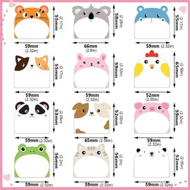 12 Pack Cute Animal Sticky Notes, Cartoon Refrigerator Sticky Notes, Cute Stationary Self-Stick Notes for Kids, School, Office Memo, Office School Supplies Gifts