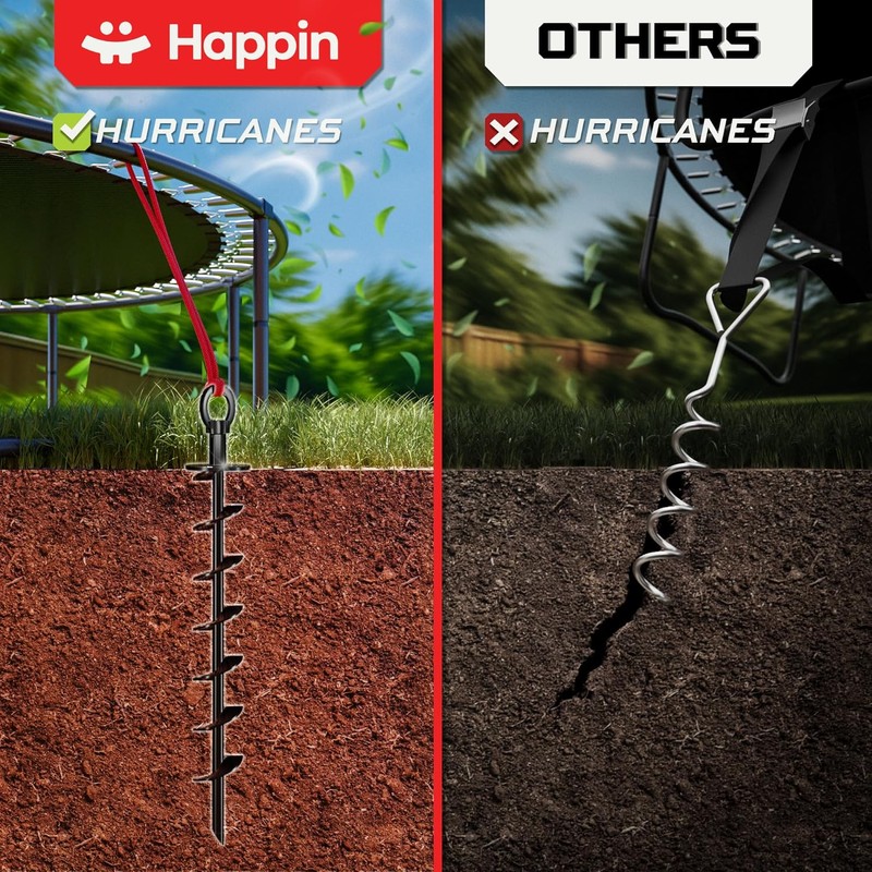 Happin® Trampoline Stakes, Trampoline Accessories, Ground Stakes Heavy Duty, Ground