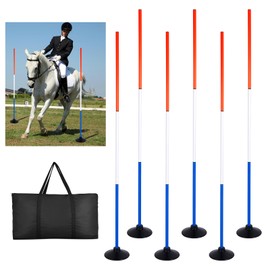 HDYEGY 6 Pcs 6FT Pole Bending Poles for Horses,3-Section Adjustable Training Equipment 3 Color High Visibility Agility Poles with Rubber Bases & Carry Bag for Horse Football Dog Pet Training