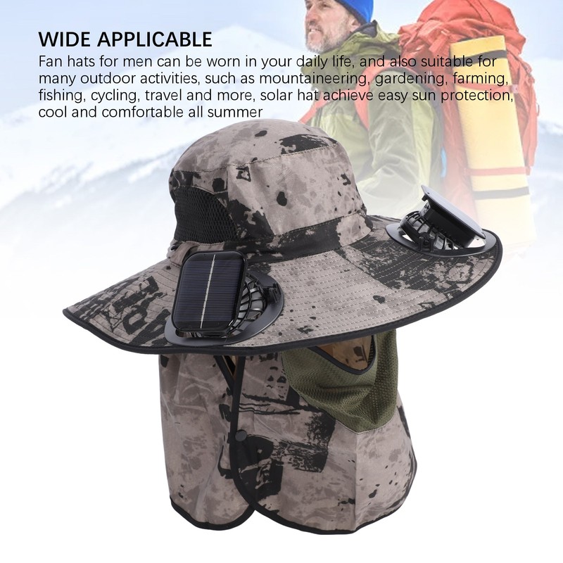 Wide Brim Solar Fan Hat Outdoor Fishing Sunscreen Quick Drying