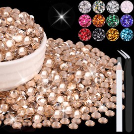 4000PCS 5mm Resin Rhinestones Bulk for Crafting (Champagne), Flatback Bedazzling Crystals for Crafts DIY Nail Decoration, Gems Charms for Tumbler Shoes Clothing Fabric with Pickup Pen and Tweezers