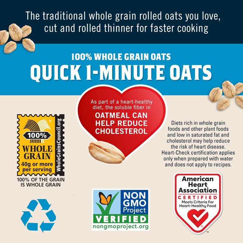 Quaker Old Fashioned Rolled Oats, Non GMO Project Verified, Two