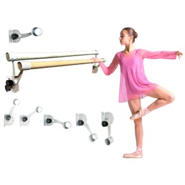Athletic Bar Ballet Barre 4 FT Long 2.0” Diameter Traditional Ballet Bar Wall Mounted with 5 Adjustable Height Stretch Bar Dance Bar, Ballet Brackets Included for Home/Studio Ballet Equipment White