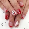 Wedity 24 Pcs Christmas False Nails Cute Santa Claus Snowflake
