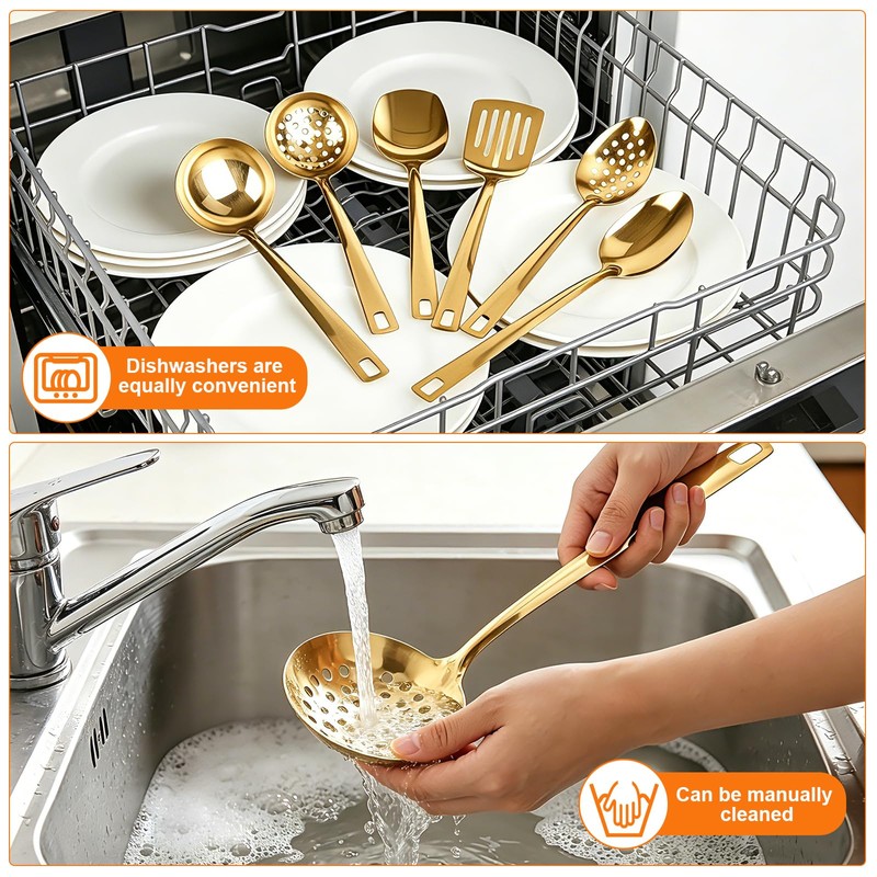 Rzspher Cooking Utensils Set, 6 pcs Kitchen Utensils Set (Golden)