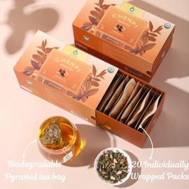 TEAFAY Organic Chenpi White Tea – 20 Count (40 Cups), 100% Natural, Handpicked, Whole Leaf Pyramid Tea Bags, Individually Wrapped, Refreshing Citrus Aroma, Caffeinated, Eco-Friendly