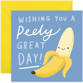 Old English Co. Cute Birthday Card for Him or Her - 'Peely Great Day' Banana Pun Greeting Card - Fun Father's Day Card for Dad - Humourus Card for Birthday | Blank Inside with Envelope