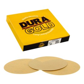 Dura-Gold Premium 8" Gold PSA Sanding Discs, 120 Grit (Box of 10) - Self Adhesive Stickyback Sandpaper for DA Sander, Finishing Coarse-Cut Abrasive - Sand Automotive Car Paint, Woodworking Wood, Metal