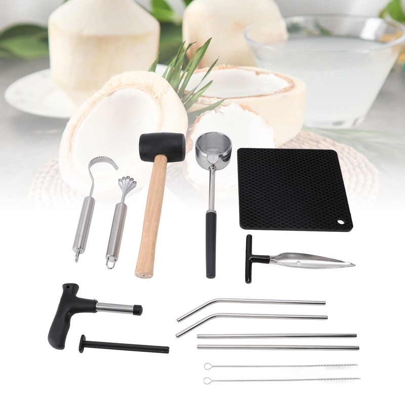 Coconut Opener Tool Set Stainless Steel Coconut Shell Puncher Cutter
