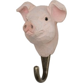 WILDLIFEGARDEN Wildlife Garden WG514 Hook Pig - Hand Carved Animal Hooks Made of Wood and Metal - The Pet Collection
