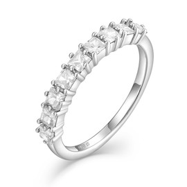 JIWOY Princess Cut Stackable Rings 925 Sterling Silver Eternity Rings Cubic Zirconia Jewelry for Women Size 5-10