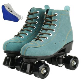 Roller Skates for Women and Mens, Classic High-top 4 Wheels Skating Roller Double Row Skates for Indoor and Outdoor Unisex, Boys and Girls with Bag (Blue,255/uk7.5/eur41)