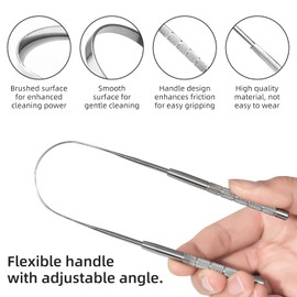 Y-Kelin 1 Pcs Stainless Steels Tongue Scraper with Storage Bag&Hook, Metal Tongue Scrapers for Adults,for Oral Care, Fresh Breath and Clean Tongue