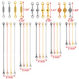 Honoson 31 Pieces Necklaces Bracelets Extender Set Includes 20 Pieces 2 3 4 5 6 Necklaces Bracelets Chain Extender, 11 Pieces Magnetic Clasps