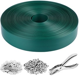 262. 45ft Chain Link Fence Privacy Slats and 302Pcs Button Puncher, Fence Tape Fasteners Fence Covering Privacy for Home Warehouse School Businesses Stadiums (Green)