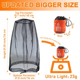 Benvo Benvo Mosquito Head Net Mesh, Face Neck Fly Netting Hood from Bugs Gnats Noseeums Screen Net for Any Outdoor Lover- with Carry Bags Fits Most Sizes of Hats Caps (2pcs, Black, Updated Big Net)