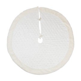 DII Christmas Tree Skirt Decorative Mat, Metal Base Cover for Live or Artificial X-mas Tree, 48" Diameter, Diamond Quilted Cream