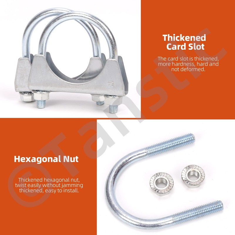Tanstic 2 x 3 inch U-bolt clamp, exhaust U-clamp, silencer,