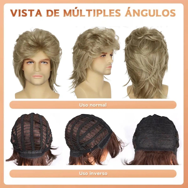 Peluca Larga Cabello Para Hombre 80 Disfraces Party Natural
