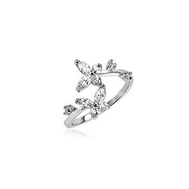 925 Sterling Silver Toe Ring Butterfly CZ. Size Adjustable