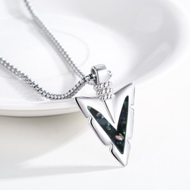QHQPQ Abalone Shell Arrowhead Necklace for Men Women 925 Sterling Silver Arrow Pendant Abalone Shell Jewelry Gifts for Daughter