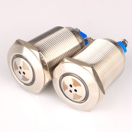 Gebildet 2 x 230 V AC 22 mm Stainless Steel Red LED Flash Alarm 70-90 dB Indicator Light with Lamp Buzzer, for Electric Control Panel, DIY Project