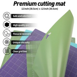 ShipeeKin Cutting Mat Plotter, 30.5 x 30.5 cm (12 x 12 Inch) Cutting Mat for Silhouette Portrait, Sticky Mat for Cricut Explore Air 2/Air/One Maker (Standard Strong LightGrip)