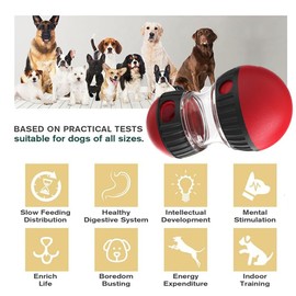 Intelligentes Hundespielzeug, langsames Fütterungsgerät zur Verbesserung der Verdauung, interaktives Hundespielzeug, Futterspender für kleine, mittelgroße und große Hunde (Rot)