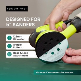 Serious Grit - 5-Inch 8-Hole 40 Grit Sanding Discs - Heavy-Duty Hook & Loop Film Discs - Sandpaper for Random Orbital Sanders - 25 Pack Box