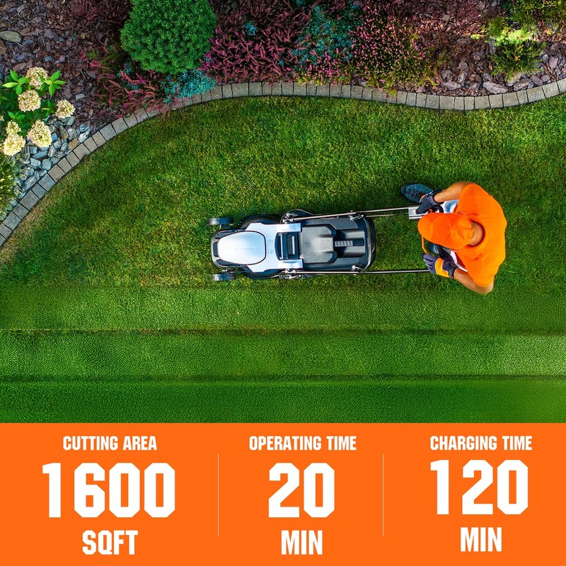 Litheli Electric Lawn Mower Cordless,Grass Cutter Machine for 1600 Sq.Ft.Lawnmower