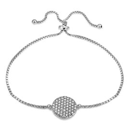 Hoops & Loops - Pulsera de Plata de Ley con circonita cúbica y cordón Ajustable