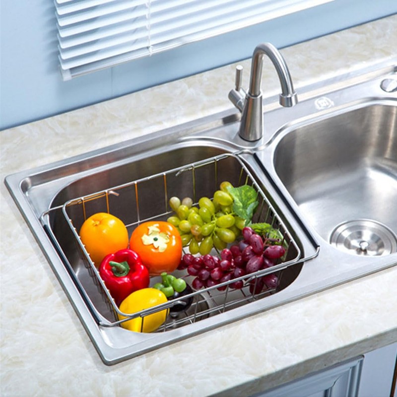 kaileyouxiangongsi Stainless Steel Sink Strainer Drain, Telescopic Drain Basket with