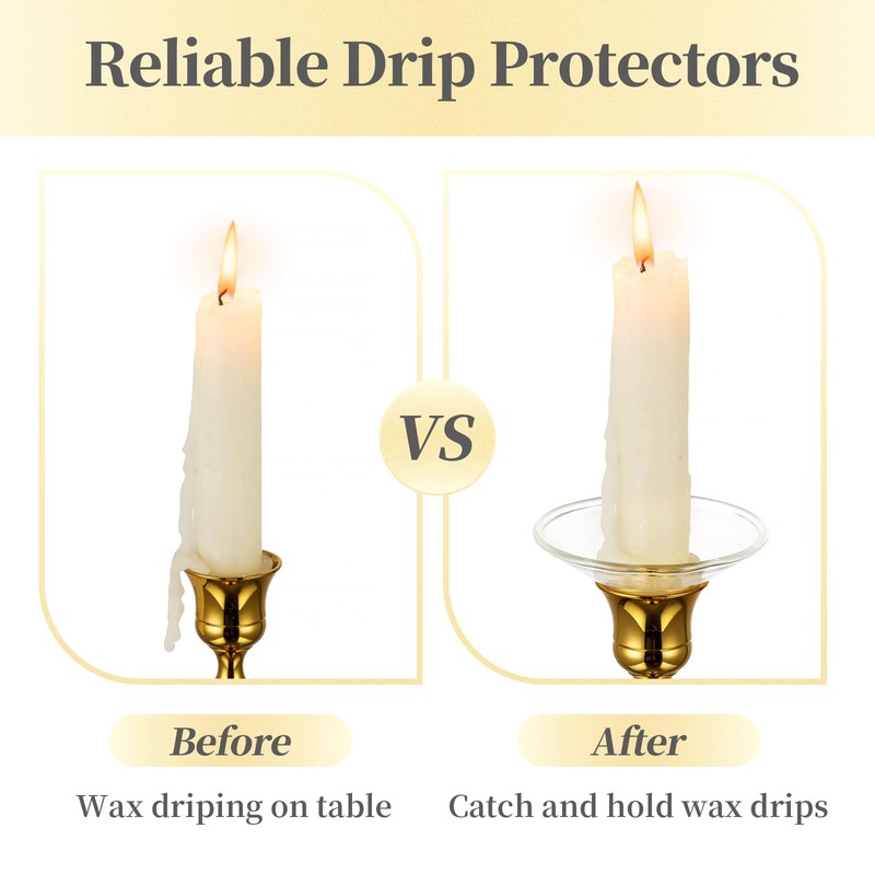 Hewory Glass Bobeches for Candlestick Holders, 12 Pcs Candle Drip