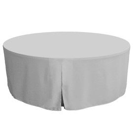Tablevogue Premium Round Fitted Reusable Event Tablecloth, 72-Inch, Silver