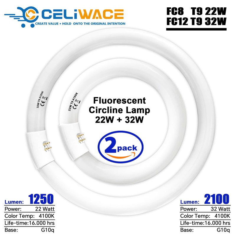 FC8T9/CW 22W and FC12T9/CW 32W Cool White Set, 8 inch