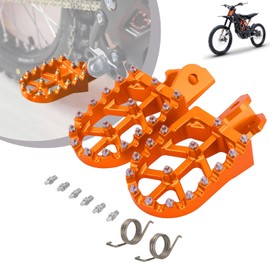 Dirt Bike Footpegs,Motorcycle Wide Foot Pegs Foot Pedals Rests CNC Aluminum Alloy With Springs for Sur Ron Light Bee Electric Bike CRF150F CRF230F 2003-2019-Orange