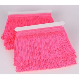 Heartwish268 Fringe Trim Lace Polyerter Fibre Tassel 4inch Wide 10 Yards Long for Clothes Accessories Latin Wedding Dress DIY Lamp Shade Decoration Black (Fluorescent Peach)